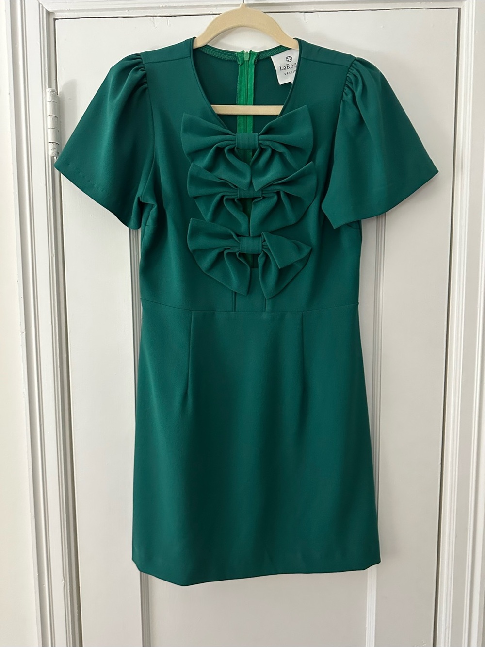 LaRoque Emerald Green Bow Front Mini Dress